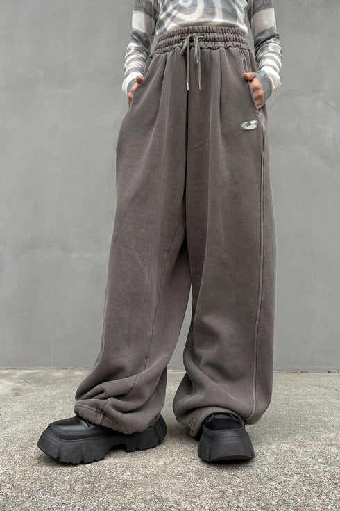 LOGO WASHED SWEAT LINE PANTS -BROWN- *Last1